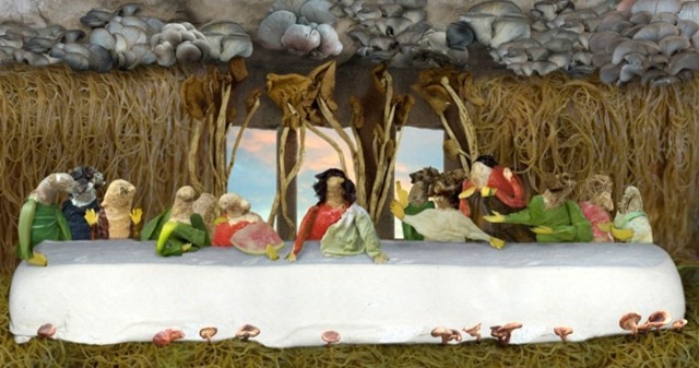 The Last Supper made out of vegetables